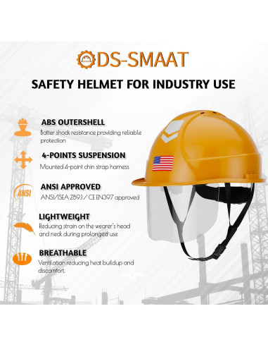 Casco de Seguridad DS-SMAAT Amarillo Ventilado ANSI