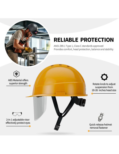 Casco de Seguridad DS-SMAAT Amarillo Ventilado ANSI