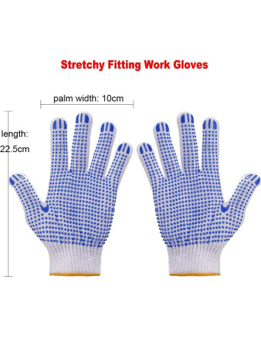 Guantes de Trabajo Antideslizantes 12 Pares Azul