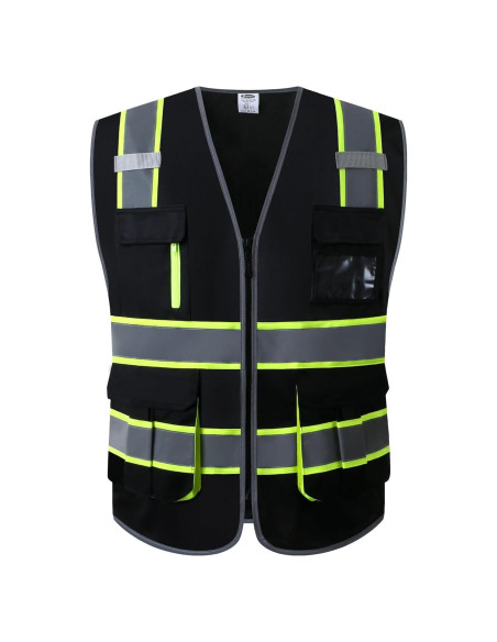 Chaleco de Seguridad JKSafety Hi-Vis 7 Bolsillos Grande Negro Chaleco de Seguridad JKSafety Hi-Vis 7 Bolsillos Grande Negro