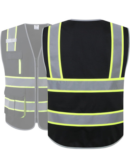 Chaleco de Seguridad JKSafety Hi-Vis 7 Bolsillos Grande Negro Chaleco de Seguridad JKSafety Hi-Vis 7 Bolsillos Grande Negro