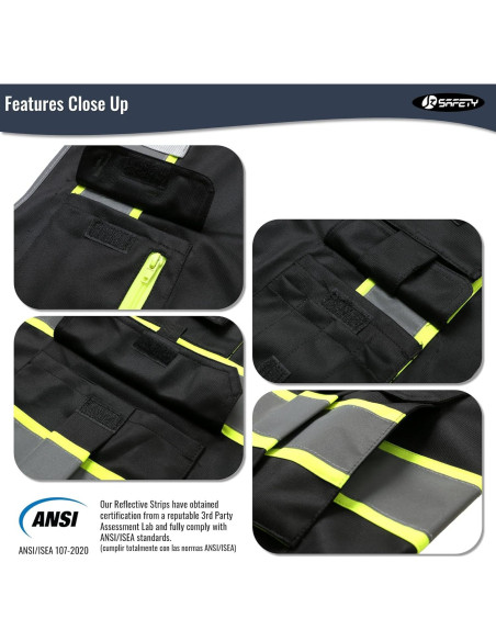 Chaleco de Seguridad JKSafety Hi-Vis 7 Bolsillos Grande Negro Chaleco de Seguridad JKSafety Hi-Vis 7 Bolsillos Grande Negro