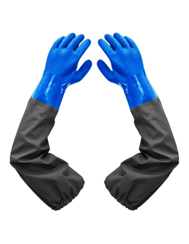 Guantes de Goma Haiou Largos Impermeables 64 cm Grande Azul