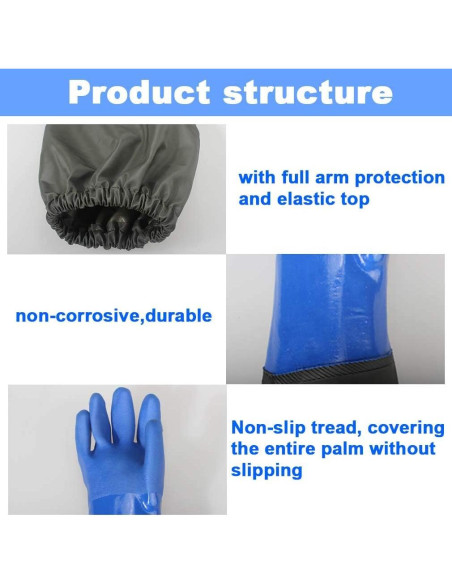 Guantes de Goma Haiou Largos Impermeables 64 cm Grande Azul Guantes de Goma Haiou Largos Impermeables 64 cm Grande Azul
