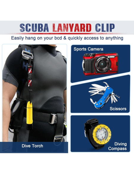 Clip Lanyard Buceo OVOVFANY 2 Piezas Nylon Resistente Clip Lanyard Buceo OVOVFANY 2 Piezas Nylon Resistente