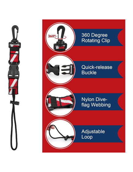 Clip Lanyard Buceo OVOVFANY 2 Piezas Nylon Resistente Clip Lanyard Buceo OVOVFANY 2 Piezas Nylon Resistente