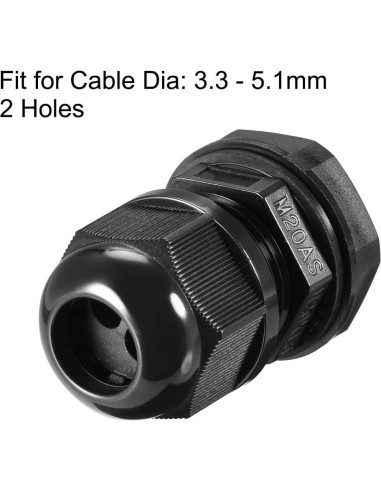 Conector de Cable M20 uxcell Impermeable IP68 2 Agujeros