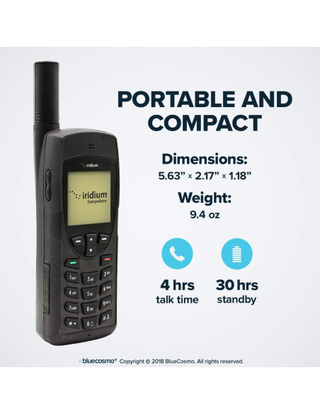 Teléfono Satelital Iridium 9555 BlueCosmo - Global, SMS, 0.25 kg Teléfono Satelital Iridium 9555 BlueCosmo - Global, SMS, 0.25 kg