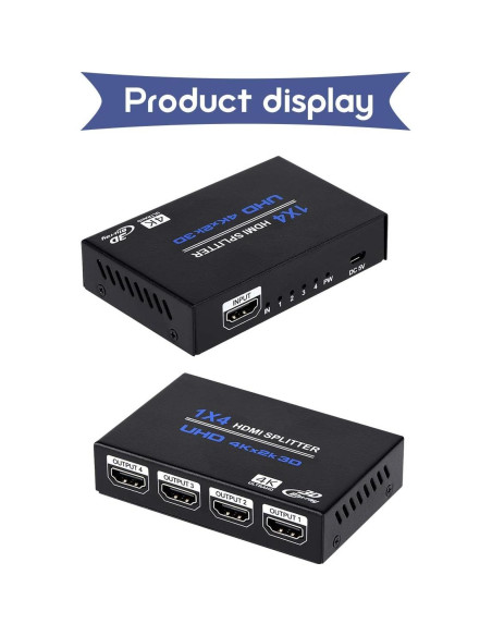 Divisor HDMI 1x4 ENBUER 4K 3D Duplicador de Pantalla Divisor HDMI 1x4 ENBUER 4K 3D Duplicador de Pantalla