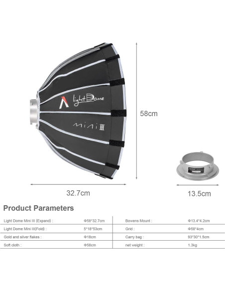 Softbox Aputure Light Dome Mini III 60 cm Montaje Bowens Softbox Aputure Light Dome Mini III 60 cm Montaje Bowens