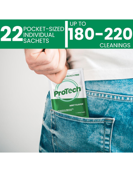Pro Tech Limpiador de Dentaduras - 22 Paquetes Menta Pro Tech Limpiador de Dentaduras - 22 Paquetes Menta