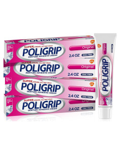 Super Poligrip Crema Adhesiva para Dentaduras Sin Zinc 4x70g