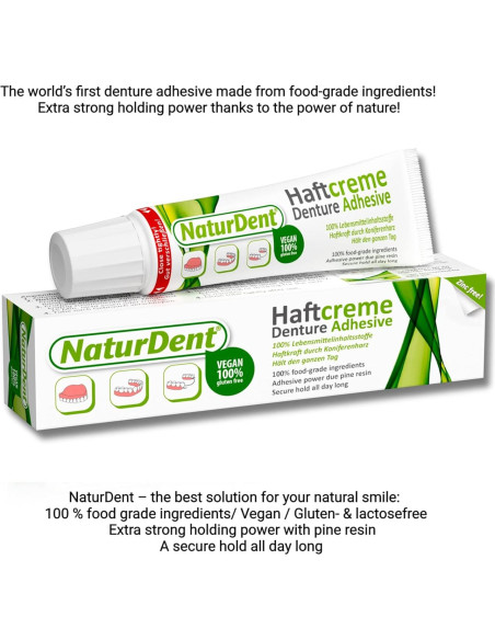 Adhesivo Natural para Dentaduras NaturDent 45g Sin Zinc Adhesivo Natural para Dentaduras NaturDent 45g Sin Zinc