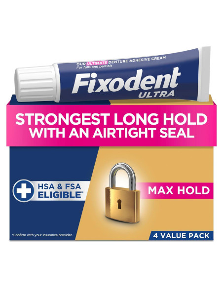 Adhesivo para Dentaduras Fixodent Ultra Max Hold 4x62.37g Adhesivo para Dentaduras Fixodent Ultra Max Hold 4x62.37g