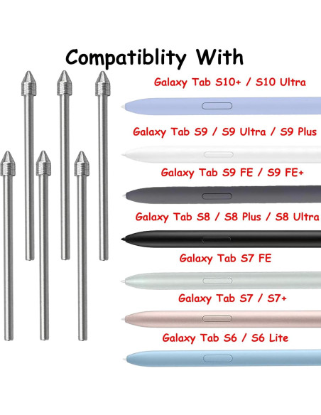 6 Puntas de Metal para S Pen Samsung Galaxy Tab S10+ S9 S8 6 Puntas de Metal para S Pen Samsung Galaxy Tab S10+ S9 S8