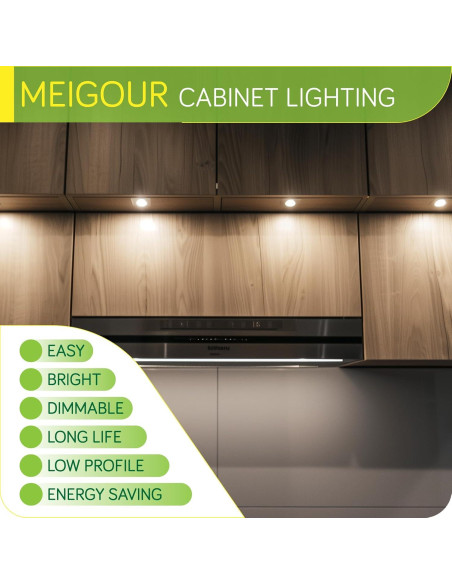 Kit de luces LED Meigour 12 luces bajo gabinete 6000K Kit de luces LED Meigour 12 luces bajo gabinete 6000K