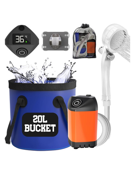 Ducha portátil Elil con cubo colapsable 11,36L - Camping Ducha portátil Elil con cubo colapsable 11,36L - Camping