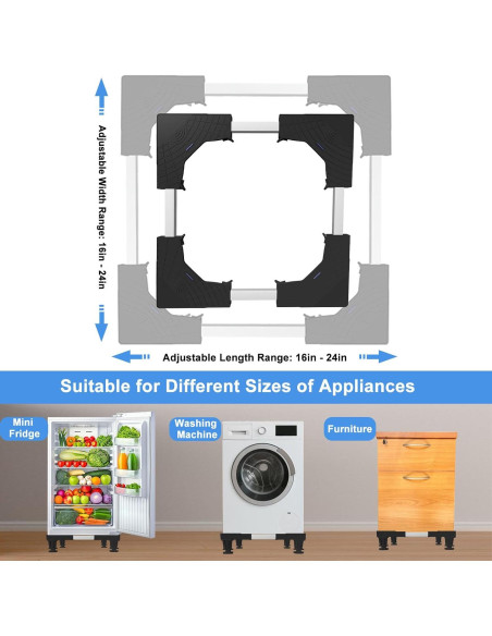 Base Ajustable KUPAO para Mini Refrigerador y Lavadora Negra Base Ajustable KUPAO para Mini Refrigerador y Lavadora Negra