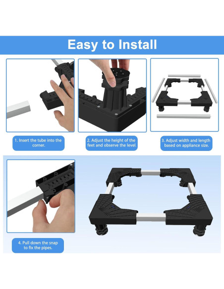 Base Ajustable KUPAO para Mini Refrigerador y Lavadora Negra Base Ajustable KUPAO para Mini Refrigerador y Lavadora Negra