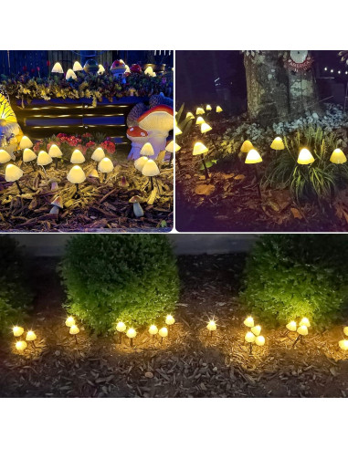 Luces de Jardín Solar OZS 2PK 32LED 16.76m Hongo Blanco Cálido