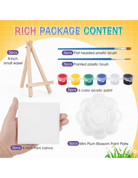 Kit de Pintura Acrílica ESRICH 5 Sets Mini Lienzos 10,16 cm Kit de Pintura Acrílica ESRICH 5 Sets Mini Lienzos 10,16 cm