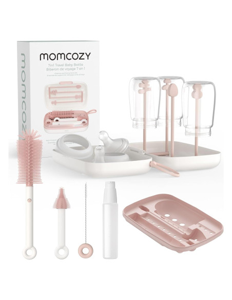 Juego de Cepillos para Botellas Momcozy 7 en 1 Rosa Juego de Cepillos para Botellas Momcozy 7 en 1 Rosa