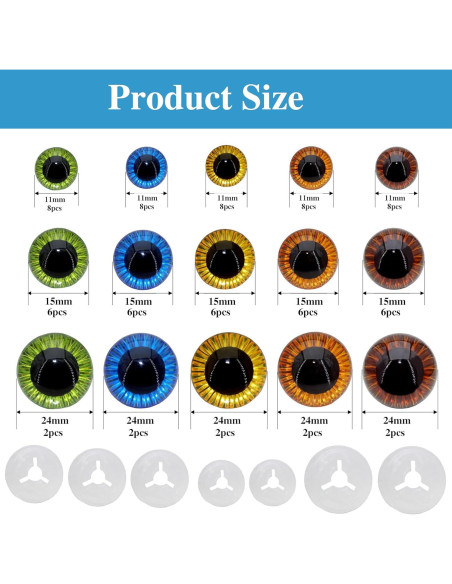 Ojos de Seguridad BESTCYC 160pcs 3 Tamaños 5 Colores Ojos de Seguridad BESTCYC 160pcs 3 Tamaños 5 Colores