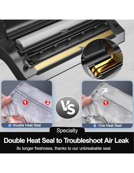 Sellador al Vacío LIWUNON VS8002 Acero Inoxidable Doble Sellado Sellador al Vacío LIWUNON VS8002 Acero Inoxidable Doble Sellado