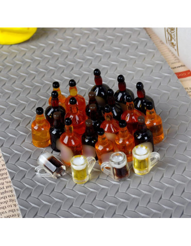 32 Piezas Mini Botellas de Cerveza Falsas para Muñecas