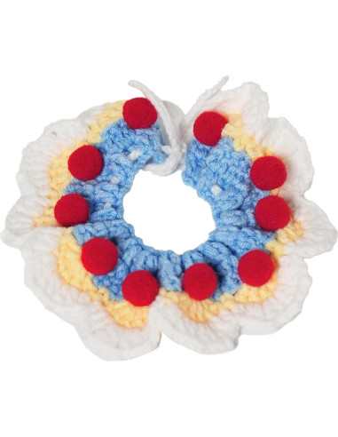 Collar Festivo Hecho a Mano para Juguetes - Azul y Rojo
