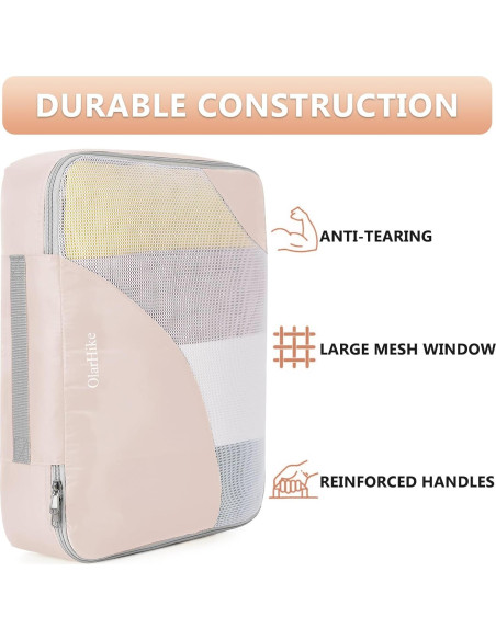 Set de 8 Cubos de Empaque OlarHike Crema para Viaje Set de 8 Cubos de Empaque OlarHike Crema para Viaje
