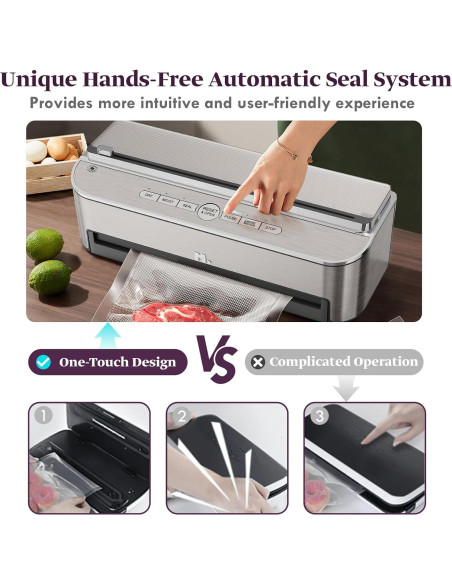 Selladora al Vacío Mesliese VS6685J 120W Automática Plata Selladora al Vacío Mesliese VS6685J 120W Automática Plata