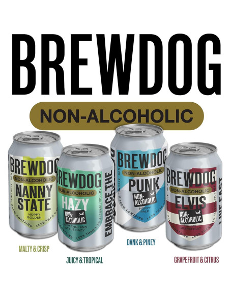 BrewDog 24 Latas Mezcladas Sin Alcohol | Nanny, Elvis, Hazy, Punk BrewDog 24 Latas Mezcladas Sin Alcohol | Nanny, Elvis, Hazy, Punk