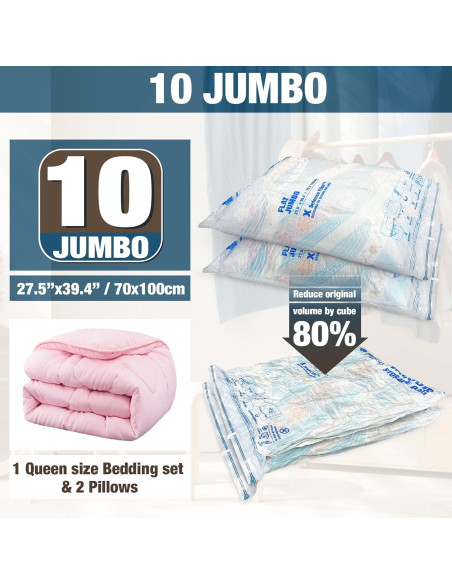 Bolsas de Almacenamiento al Vacío HIBAG 10 Jumbo 80% Ahorro Bolsas de Almacenamiento al Vacío HIBAG 10 Jumbo 80% Ahorro