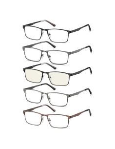 Gafas de lectura EYECEDAR 5-Pack hombres 1.5x con luz azul