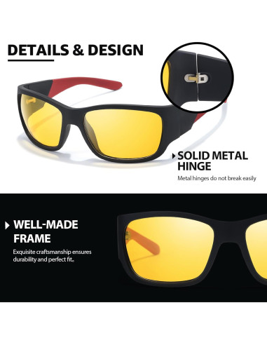 Gafas de Conducción Nocturna TJUTR Polarizadas Amarillas