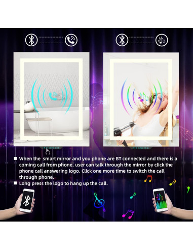 Espejo de Baño Tech Drive 60x76 cm LED Bluetooth con Altavoces