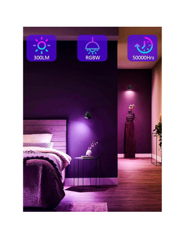 Luces Spot LED DOREIO 3W RGB Interior 2 Paquete con Base