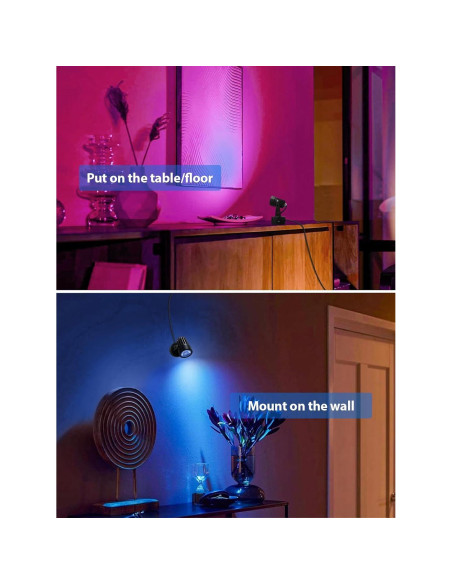 Luces Spot LED DOREIO 3W RGB Interior 2 Paquete con Base Luces Spot LED DOREIO 3W RGB Interior 2 Paquete con Base