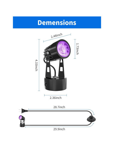 Luces Spot LED DOREIO 3W RGB Interior 2 Paquete con Base