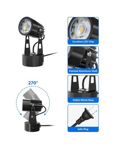Luces Spot LED DOREIO 3W RGB Interior 2 Paquete con Base