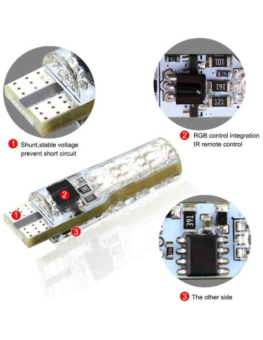 Bombillas LED ICBEAMER T10 RGB con Control Remoto 2 Pcs