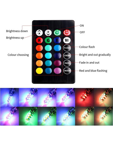 Bombilla LED T10 RGB OtpOutopa 2PCS 16 colores control remoto