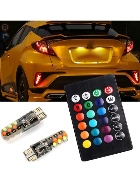 Bombilla LED T10 RGB OtpOutopa 2PCS 16 colores control remoto Bombilla LED T10 RGB OtpOutopa 2PCS 16 colores control remoto
