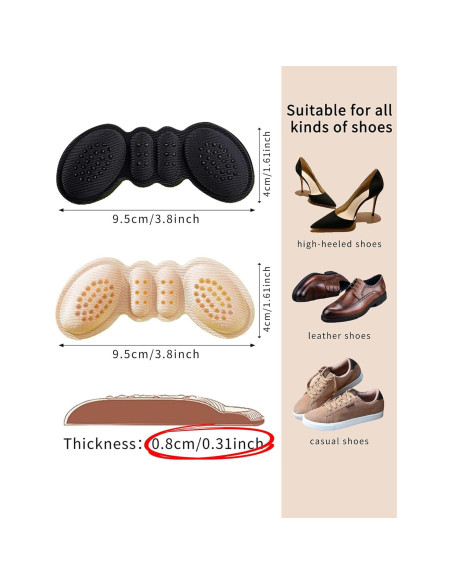 Almohadillas para Talones IOFLIGGA - 4 Pares Antideslizantes Almohadillas para Talones IOFLIGGA - 4 Pares Antideslizantes