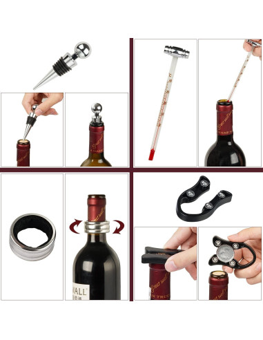 Set de abridores de vino KENSOSO 9 piezas acero inoxidable
