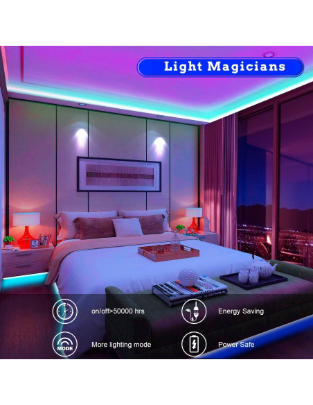Tiras de Luz LED Tenmiro 20M RGB con Control Remoto Tiras de Luz LED Tenmiro 20M RGB con Control Remoto