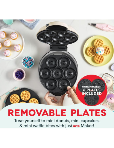 Sistema MultiMaker DASH 3 en 1 Mini Donas y Pasteles Crema