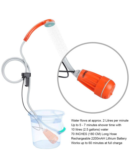 Ducha Portátil URPRO GFS1701 Batería Recargable USB Ducha Portátil URPRO GFS1701 Batería Recargable USB