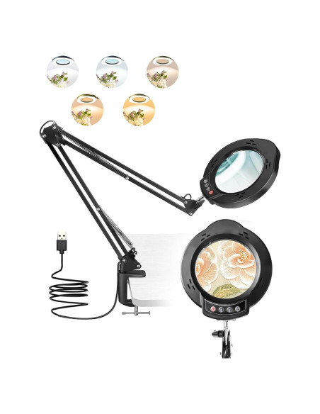 Lupa TANYO 10X con Luz LED y Sujeción, Lámpara de Escritorio Lupa TANYO 10X con Luz LED y Sujeción, Lámpara de Escritorio